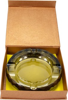 Zigarrenascher Kristallglas rund Rauchglas/silber 4 Ablagen