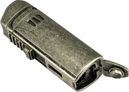 PASSATORE 3-flame jet cigar lighter"Trinidad" silver antique