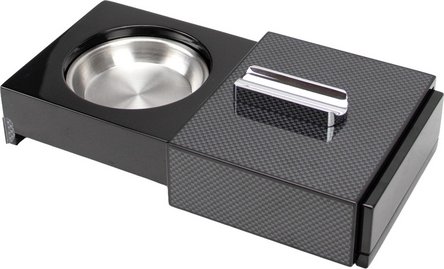 Zigarrenascher Carbon Finish hi-gloss m. Cutter u.Feuerzeug