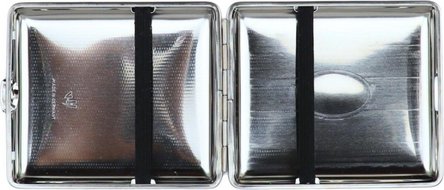 Zigtt.-Etui v.H. Metall chrom Streifen ovales Feld 18er