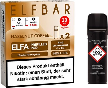 ELFBAR ELFA Pod Hazelnut Coffee 20mg/Nikotin 2er
