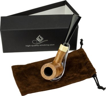 Pfeife Mr.Pipe Redwood braun pol. 9mm, weißer Ring, KS-Mund