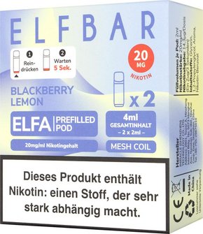 ELFBAR ELFA Pod Blackberry Lemon 20mg/ Nikotin 2er