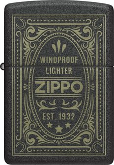 ZIPPO Black Crackle gelasert Antique Label 60007935