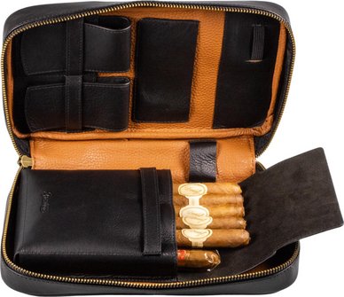PASSATORE Zigarrenetui Leder schwarz für ca. 5 Zigarren