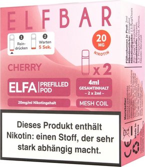 ELFBAR ELFA Pod Cherry 20mg/ml Nikotin 2er