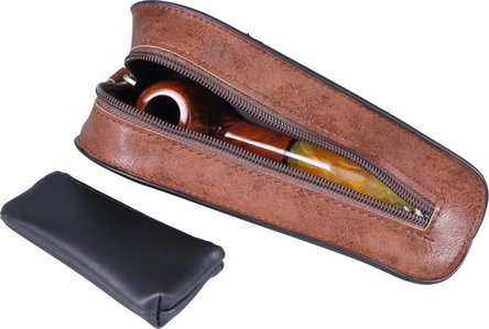 Pfeifentasche Lederoptik dunkelbraun  1er