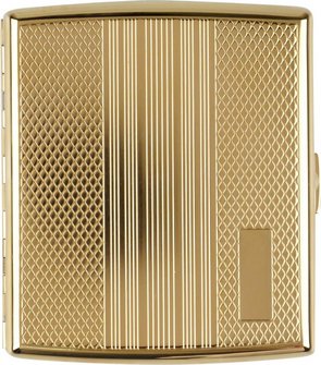 Zigarettenetui JC Met.Streifen/Rauten gold m.Gravurfeld 20er