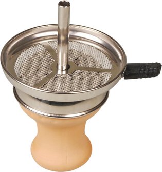 Kopf Ton natur mit Kaminaufsatz f&uuml;r Shisha