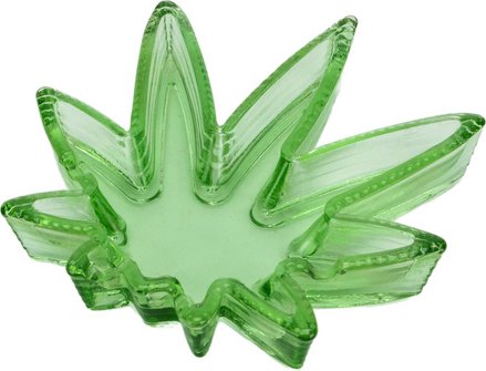 Glasascher Cannabisblatt gr&uuml;n  13x13,5cm