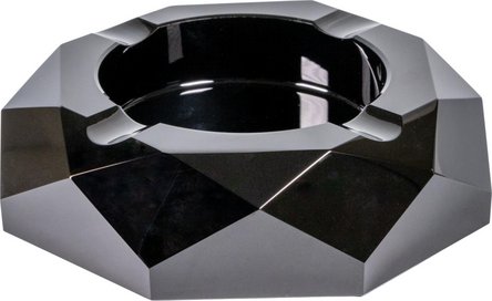 Zigarrenascher Kristallglas achteckig schwarz 4 Ablagen