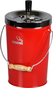 Bucket spinning ashtray chrome/red "Smoking" 14cm
