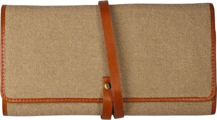 PASSATORE Pfeifen-Rollbeutel Canvas + Leder cognac 20cm/2er