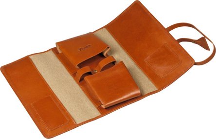 PASSATORE Pfeifen-Rollbeutel Canvas + Leder cognac 20cm/2er