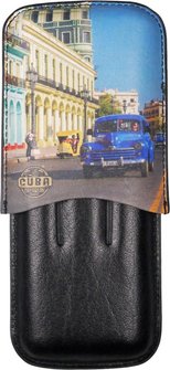 Zigarren Schiebe-Etui Cuba Leder schwarz/bunt 3er