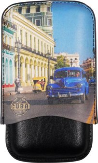 Zigarren Schiebe-Etui Cuba Leder schwarz/bunt 3er