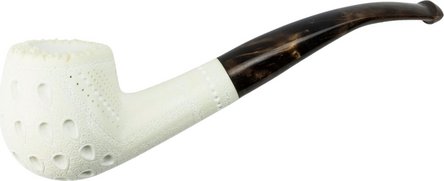 Block Meerschaumpfeife Medium graviert Half Bent Pot