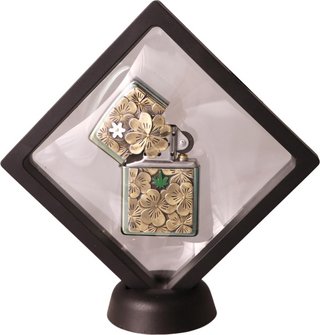 ZIPPO Teal poliert Plakette Trick Golden Clover/Leave Ha