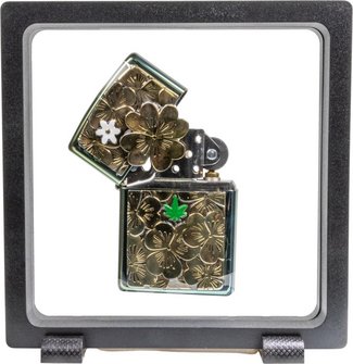 ZIPPO Teal poliert Plakette Trick Golden Clover/Leave Ha