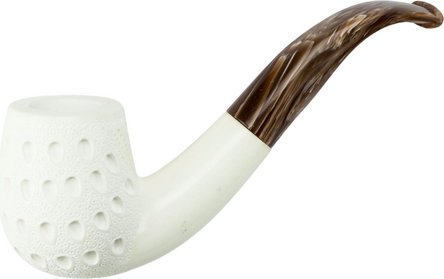 Block Meerschaumpfeife Medium graviert Half Bent Classic