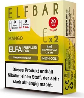 ELFBAR ELFA Pod Mango 20mg/ml Nikotin 2er