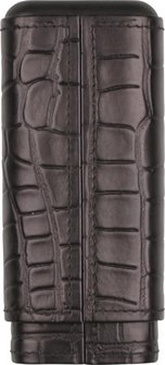 Zigarren Schiebe-Etui Leder schwarz Krokopr&auml;gung  3er