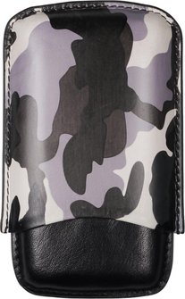 Zigarren Schiebe-Etui Camouflage Leder schwarz/grau 3er