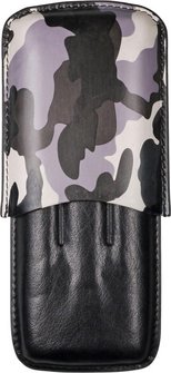 Zigarren Schiebe-Etui Camouflage Leder schwarz/grau 3er