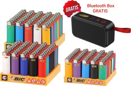 BIC-Paket Maxi/Mini Inh.150 Feuerzeuge +Bluetooth Box GRATIS