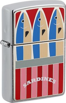 ZIPPO chrom geb&uuml;rstet Plakette Sardines 2008205
