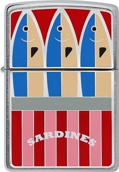 ZIPPO chrom geb&uuml;rstet Plakette Sardines 2008205