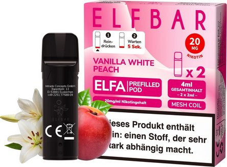 ELFBAR ELFA Pod Vanilla White Peach  20mg/Nikotin 2er