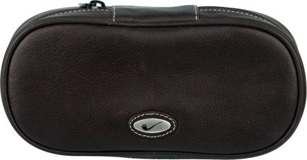 Pfeifentasche Leder schwarz/Metallemblem 2er