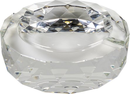 Zigarrenascher Kristallglas rund transparent 2 Ablagen