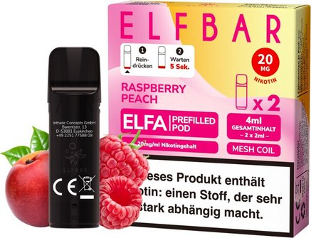 ELFBAR ELFA Pod Raspberry Peach 20mg/Nikotin 2er