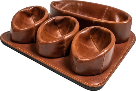 Pfeifenst&auml;nder Pantoffel Leder braun antik 3er/Ablagefach