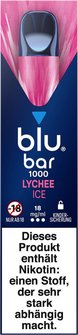 blu bar 1000 Lychee Ice 18mg/ml 2mg, Inh. 2ml Liquid