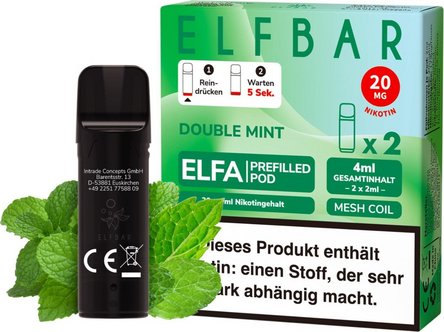 ELFBAR ELFA Pod Double Mint 20mg/Nikotin 2er