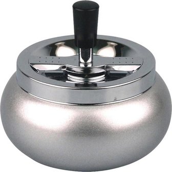Spinning ashtray chrome/silver metallic bellied 13cm
