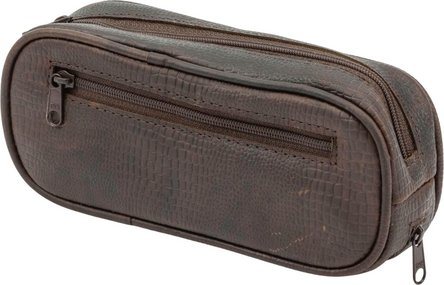 Pfeifentasche Leder braun antik Snake print 2er