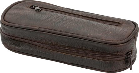 Pfeifentasche Leder braun antik Snake print 2er