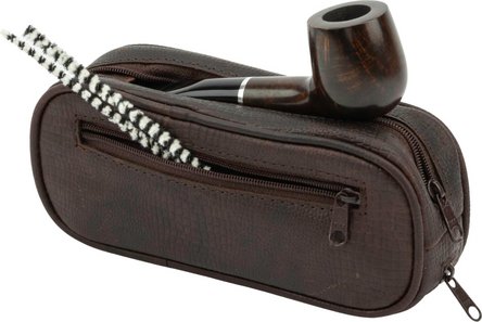 Pfeifentasche Leder braun antik Snake print 2er