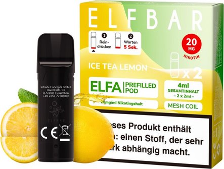 ELFBAR ELFA Pod Ice Tea Lemon 20mg/Nikotin 2er