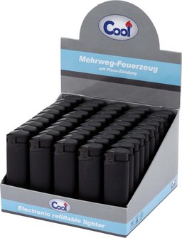 COOL Mehrweg-Piezo-Feuerzeug schwarz Rubber