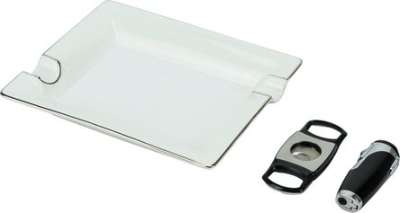 Zigarren Set Classico bestehend aus: Zigarrenascher wei&szlig; +