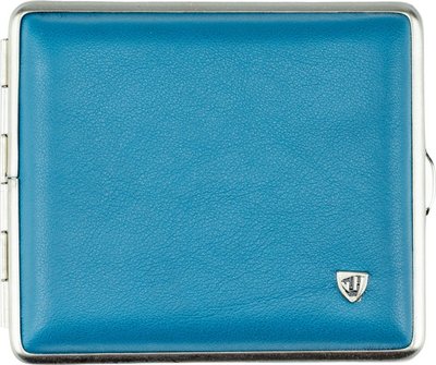 Zigtt.-Etui v.H. Leder petrol, Rahmen silber 18er