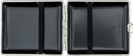 Zigtt.-Etui v.H. Leder petrol, Rahmen silber 18er