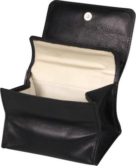 Tobacco standing pouch leather black 11cm