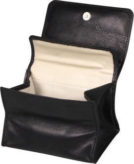 Tabakstellbeutel Schafnappa schwarz/Kautschukfutter 11cm