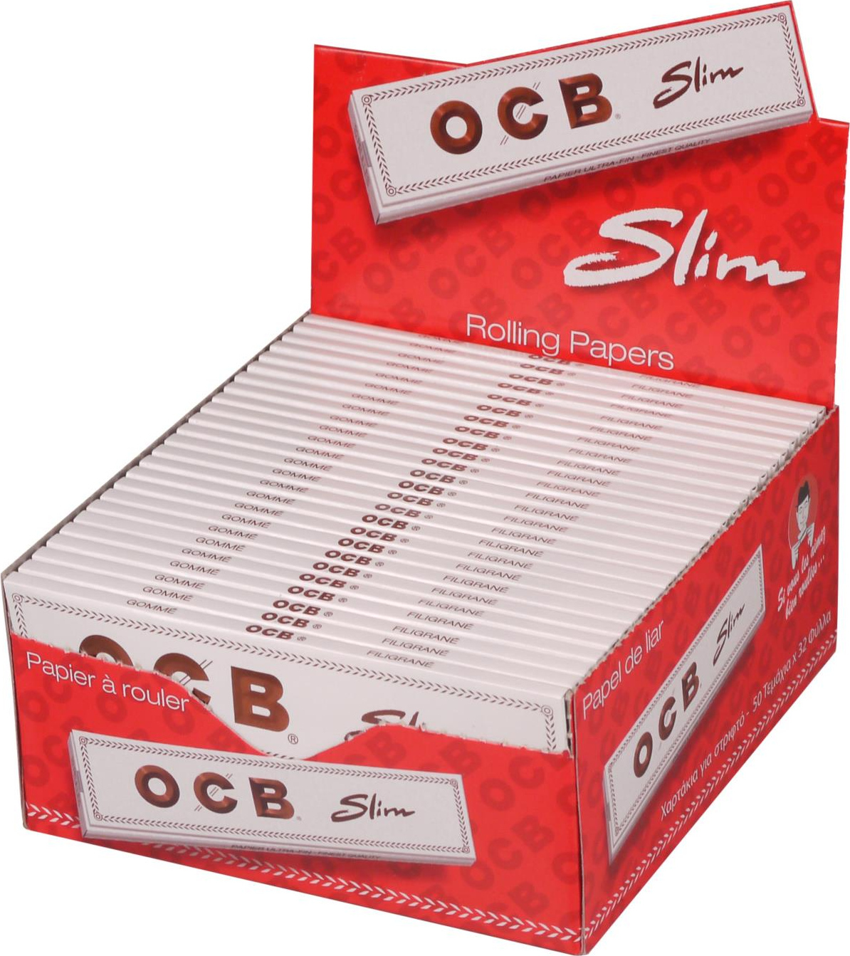 1 Box OCB Weiß Long Slim Papier Zigarettenpapier Blättchen Papers 50 Heftchen 